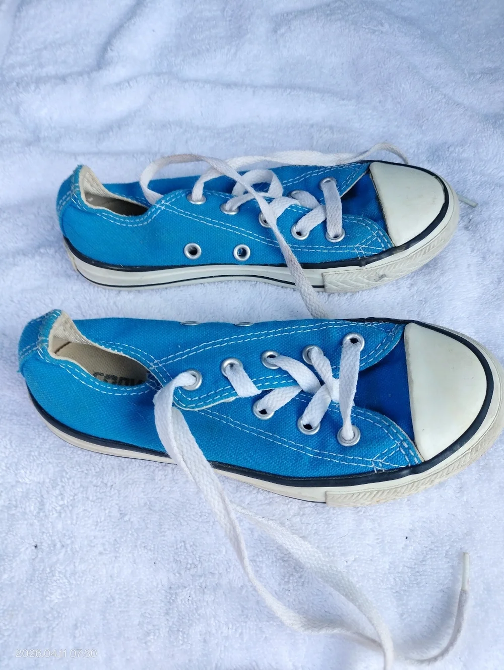Converse Kids Bright Blue Canvas Lace-Up Sneakers Sz 12 Skater Retro School